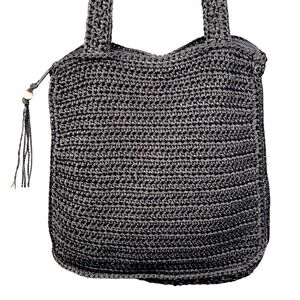 Giannini Black‎ Crochet Retro Boho Y2K Shoulder Bag with Coin Purse Zippered